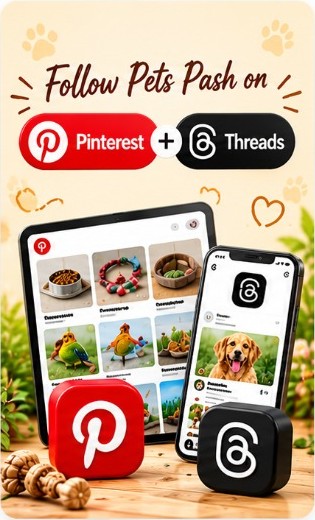 Follow Pets Pash on Pinterest and Threads