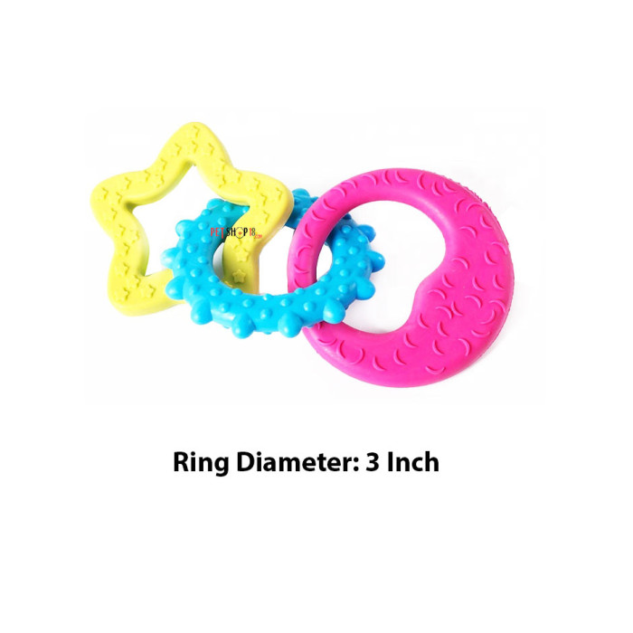 Super Dog Dog Toy 3 Color Rubber Rings