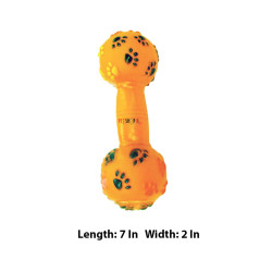 Super Dog Dog Toy Paw Printed Squeaky Rubber Dumbbell