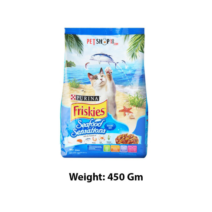 Purina Friskies Adult Dry Cat Food Seafood Sensations 450 Gm