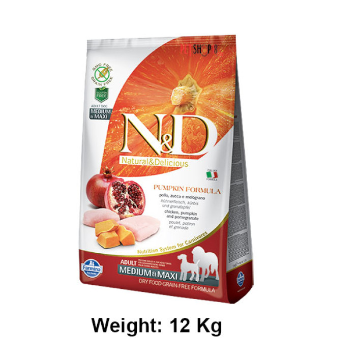 Farmina ND Medium And Maxi Adult Dog Food Pumpkin Chicken And Pomegranate Grain Free 12 kg