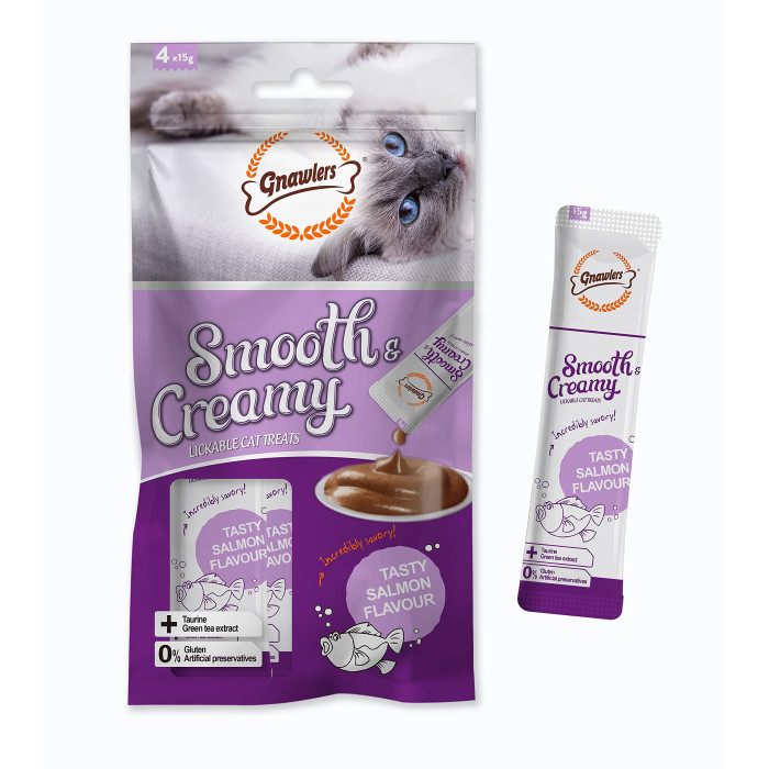 Gnawlers Lickable Cat Treats Tasty Salmon Flavour 60 Gm