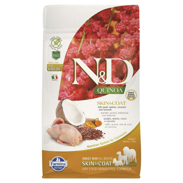 Farmina ND Adult Dog Food Quinoa Skin & Coat Quail 800 Gm