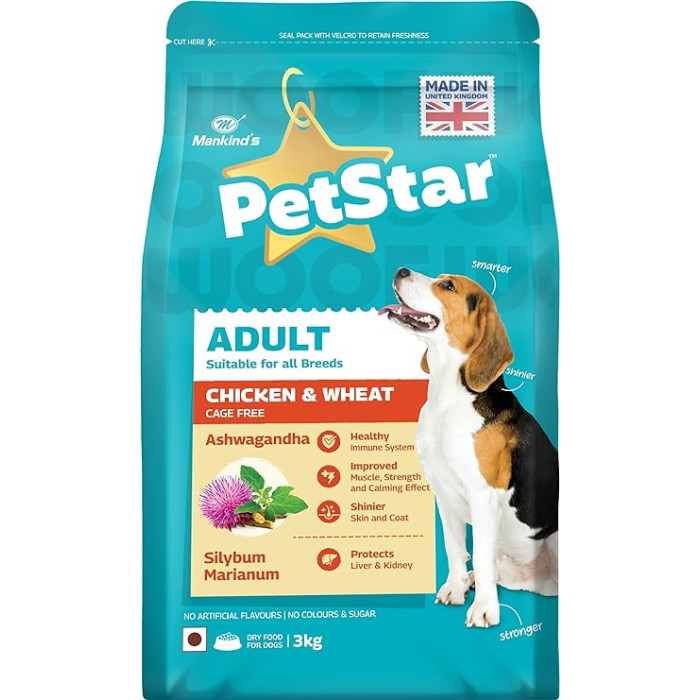 Mankinds Petstar Adult Dog Food Chicken And Wheat 3 Kg
