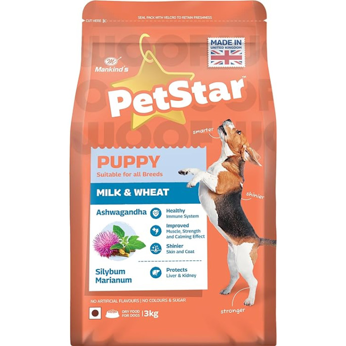 Mankinds Petstar Puppy Food Milk And Wheat 3 Kg