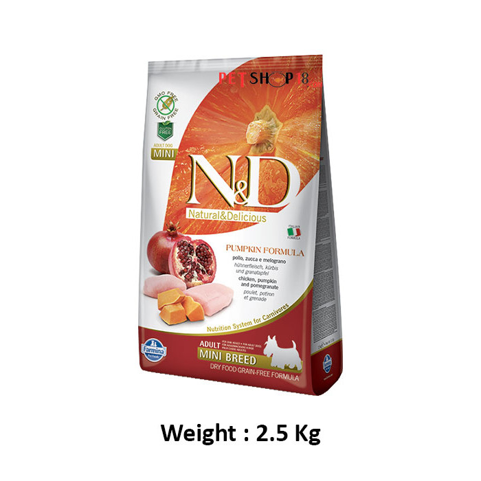Farmina ND Mini Adult Dog Food Pumpkin Chicken And Pomegranate Grain Free 2.5 Kg