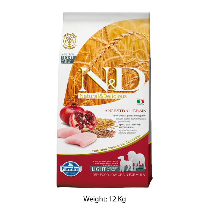 Farmina ND Light Mini And Medium Adult Dog Food Chicken And Pomegranate Low Grain 12 Kg