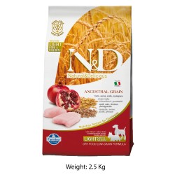 Farmina ND Light Mini And Medium Adult Dog Food Chicken And Pomegranate Low Grain 2.5 Kg