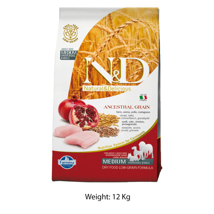Farmina ND Medium Adult Dog Food Chicken And Pomegranate Low Grain 12 Kg