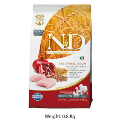Farmina ND Medium Adult Dog Food Chicken And Pomegranate Low Grain 800 Gm