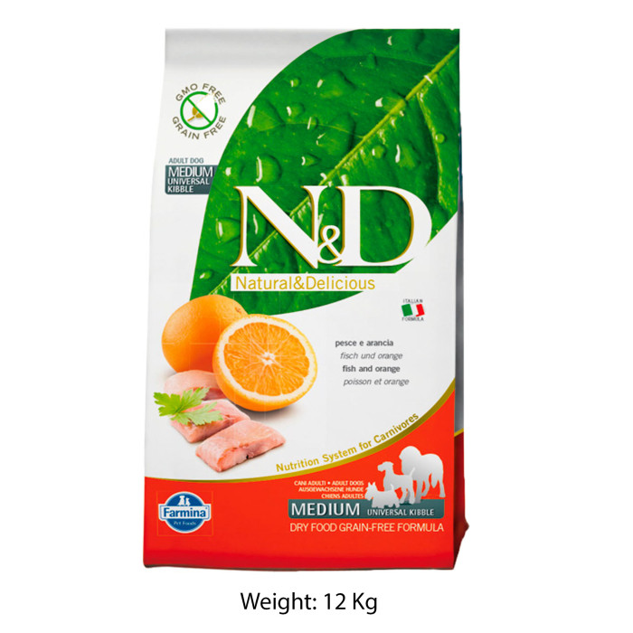 Farmina ND Medium Adult Dog Food Fish And Orange Grain Free 12 Kg