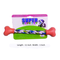 Super Dog Toys Cotton Rope With Plastic End Bone Large
