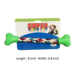 Super Dog Dog Toy Cotton Rope With Plastic End Bone Small