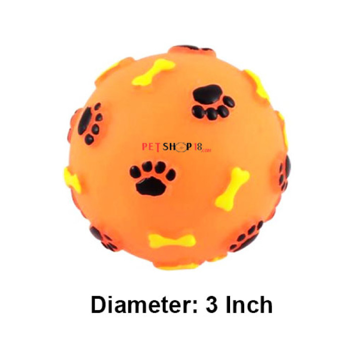 Super Dog Dog Toy Paw And Bone Printed Rubber Ball Medium