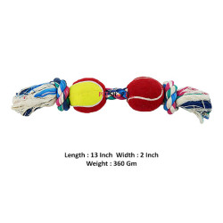 Super Dog Dog Toy Two Knotted Rope Toy With Two Tennis Ball