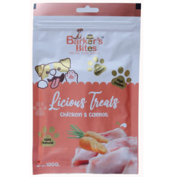 Barkers Bites Dog Treats Licious Chicken Carrot Stick 100 Gm