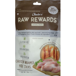 Chester Raw Rewards Dog Treats Chicken Wrapped Hide Sticks 70 Gm