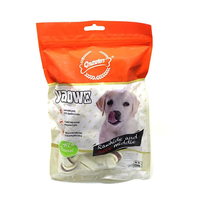 Gnawlers Dog Treat Yaowo Knotted Bone Medium 220 Gm