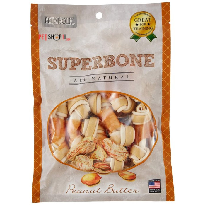 Super Bone Dog Treats Peanut Butter Flavor Knotted 7 Pieces