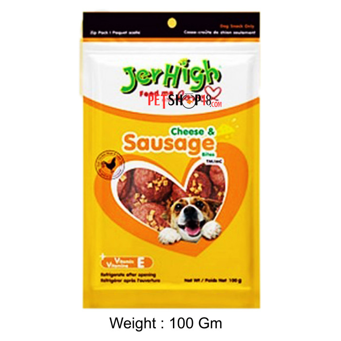 Jerhigh Dog Treats Cheese And Sausage Bites 100 Gm