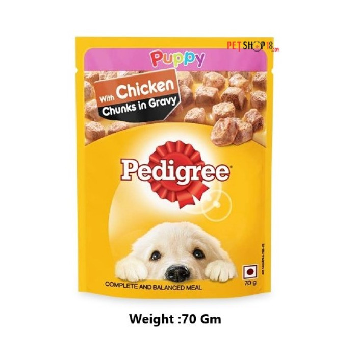 Pedigree Puppy Treats Chicken Chunks In Gravy 70 Gm