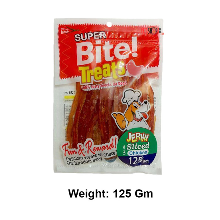 Super Bite Dog Treats Jerky Sliced Chicken 125 Gm
