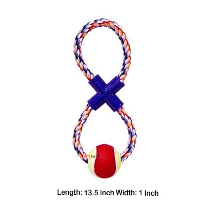 Super Dog Dog Toy Cotton X Knot Eight Shape Rope Toy With Tennis Ball