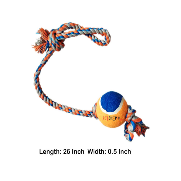 Super Dog Dog Tog Tennis Ball With Long Rope Toy