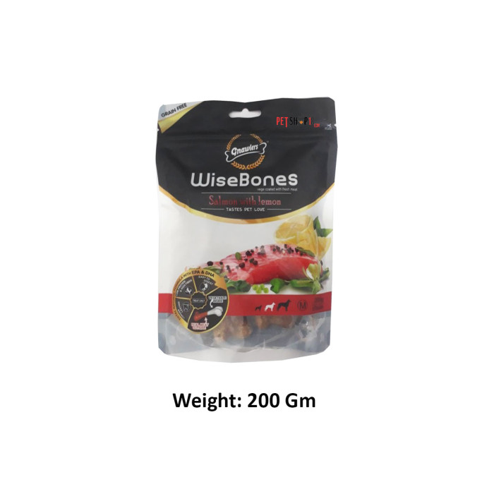 Gnawlers Dog Treats Medium Breed Wise Bone Salmon With Lemon 200 Gm