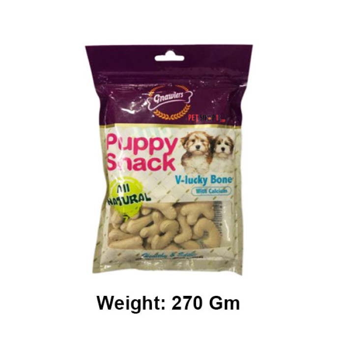 Gnawlers Dog Treats Puppy Snack V Lucky Bone With Milk Flavor 270gm